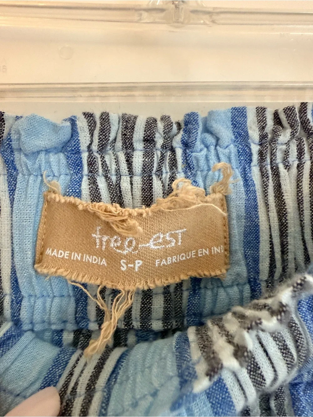 Striped Wide-Leg Linen Pants in Blue and White